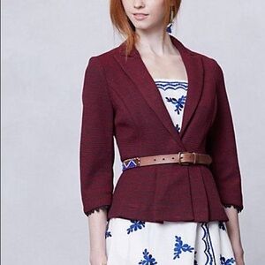 Tabitha Anthropologie red peplum jacket large